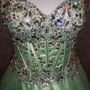 Beautiful Lime Green Rhinestone Prom dress